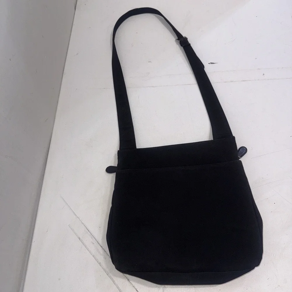 HOBO International Black Nylon Crossbody Messenger Bag Travel Purse Organizer